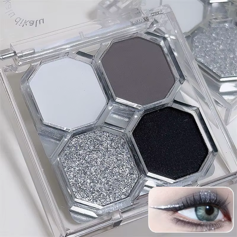 Palette de fards à paupières 4 couleurs Black Light Star pour maquillage smoky