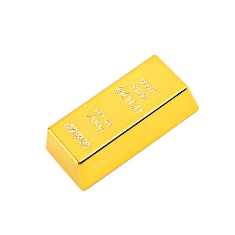 Faux lingots d'or en plastique, simulation de brique dorée, faux barre d'or scintillante, presse-papier, arrêt de porte, accessoire de film, nouveauté cadeau