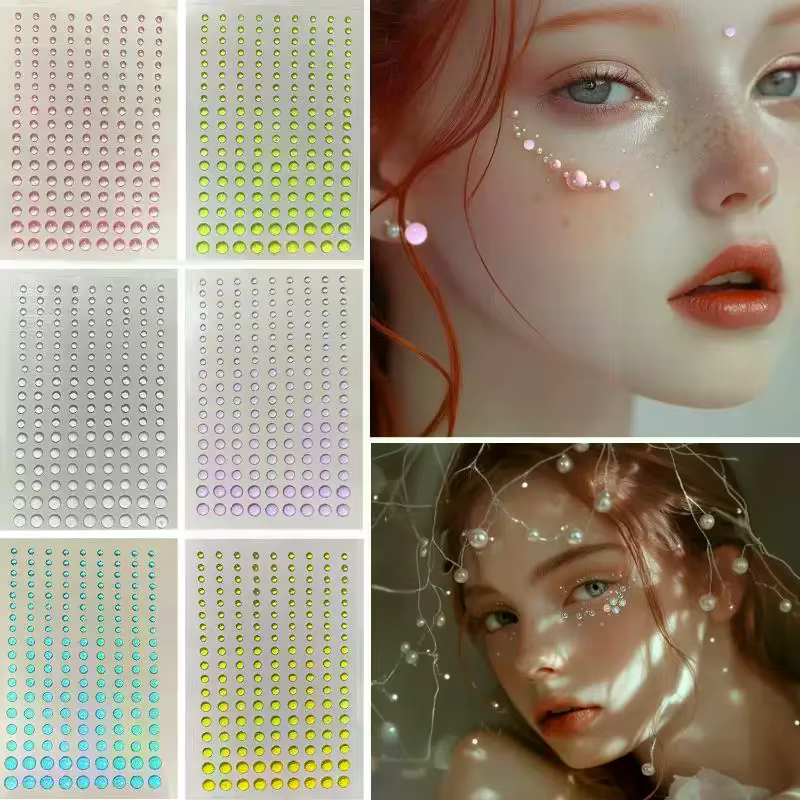 3/4/5/6mm 3D strass yeux visage maquillage tatouage temporaire auto-adhésif clair goutte d'eau autocollants Festival scène corps Art décor