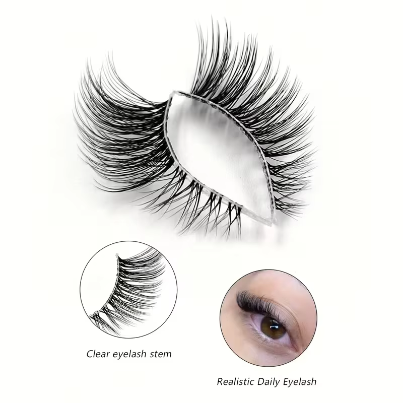 5 paires de demi-cils bouclés à l'aspect naturel - Ajoutez du volume et de la définition à vos yeux pour les rendez-vous