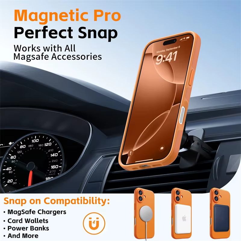 Étui magnétique souple en Silicone Orange pour IPhone17, pour IPhone 17 Air 16 15 14 13 12 Pro Max Plus 17Air 17Pro Magsafe