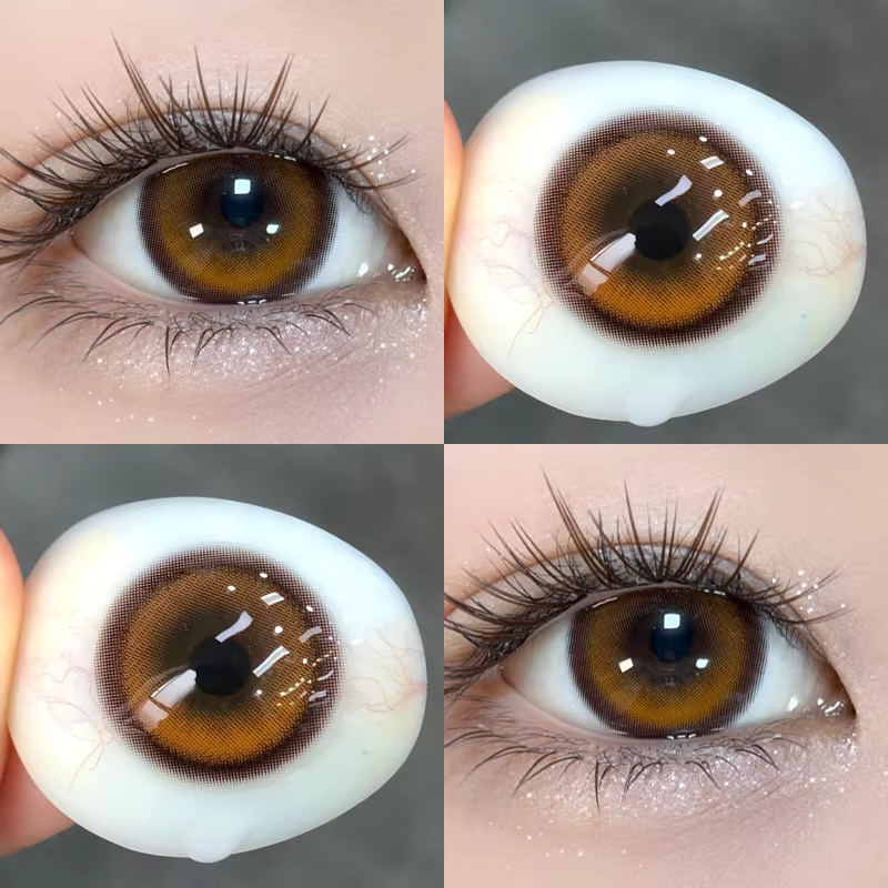DUOXIU 1 Paire de Lentilles de Contact Colorées Marron Naturelles Coréennes avec Correction