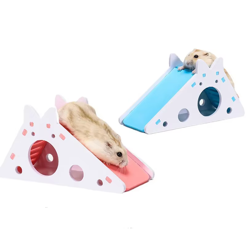 Jouet coulissant pour Hamster assemblé, cochon d'inde, ours doré, maison de Hamster colorée en bois, petits animaux, Cage, jouets, accessoires pour Hamster
