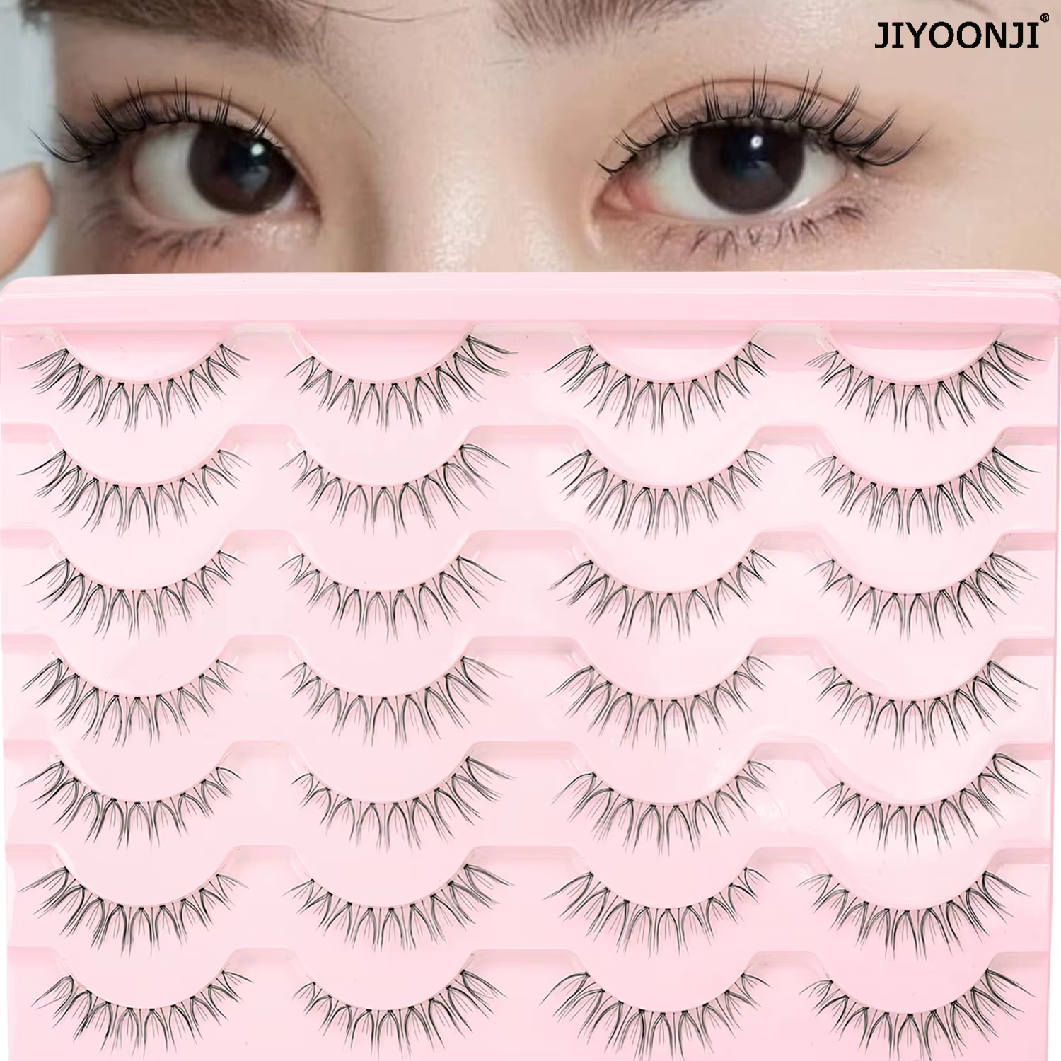14 paires de faux cils naturels en forme de U