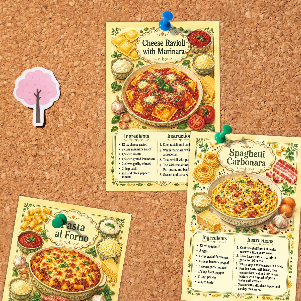 20 cartes postales vintage avec recettes de pâtes italiennes, cartes décoratives pour tableau d'affichage mural de cuisine, cadeaux culinaires pour chefs à domicile et amateurs de pâtes