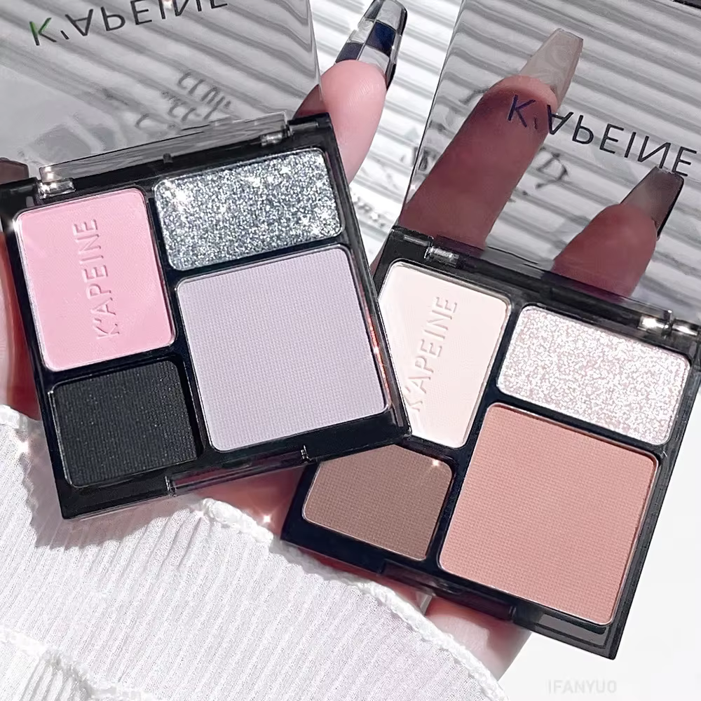 Noir rose fard à paupières poudre douce Cool filles yeux Contours Palette de maquillage coréen quatre couleurs