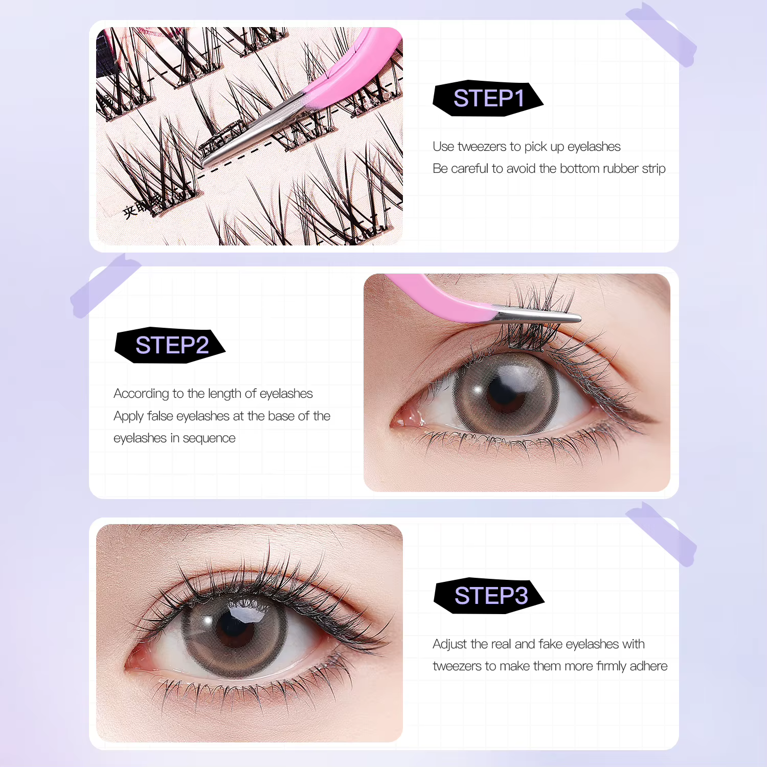 Faux-cils moelleux sans colle