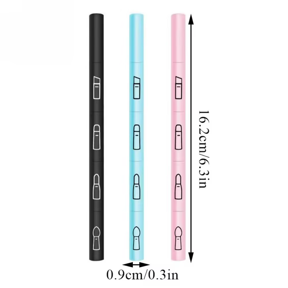 Taille de voyage 4 en 1 pinceau de maquillage Portable avec poignée en plastique fard à paupières pinceau à lèvres outil de maquillage multi-usage