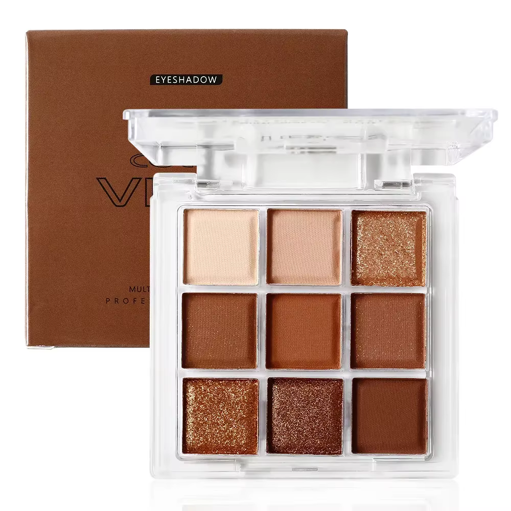 Palette de maquillage d'ombre à paupières rouge brune