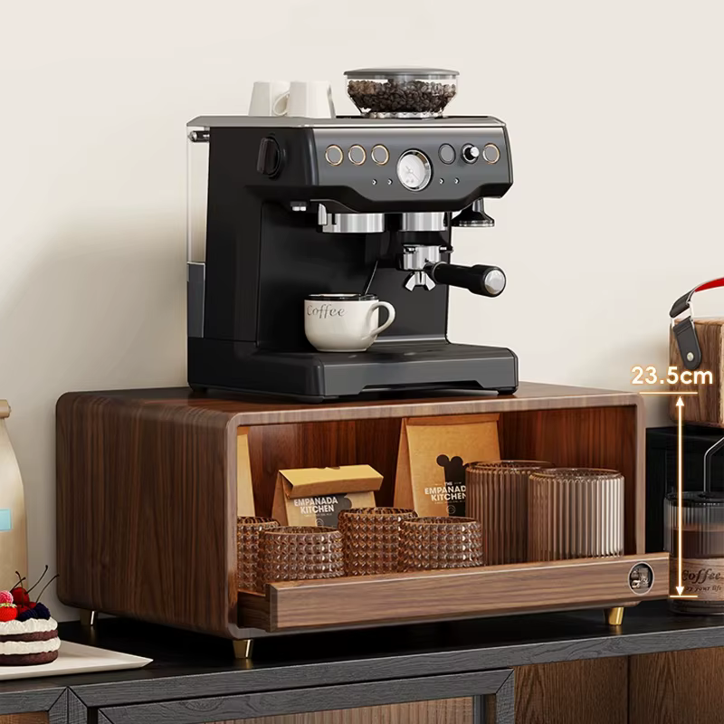 Meuble de rangement moderne en bois massif pour machine à café, support de comptoir, armoire de rangement pour tasses, meuble de cuisine, table à manger, support pour four à micro-ondes