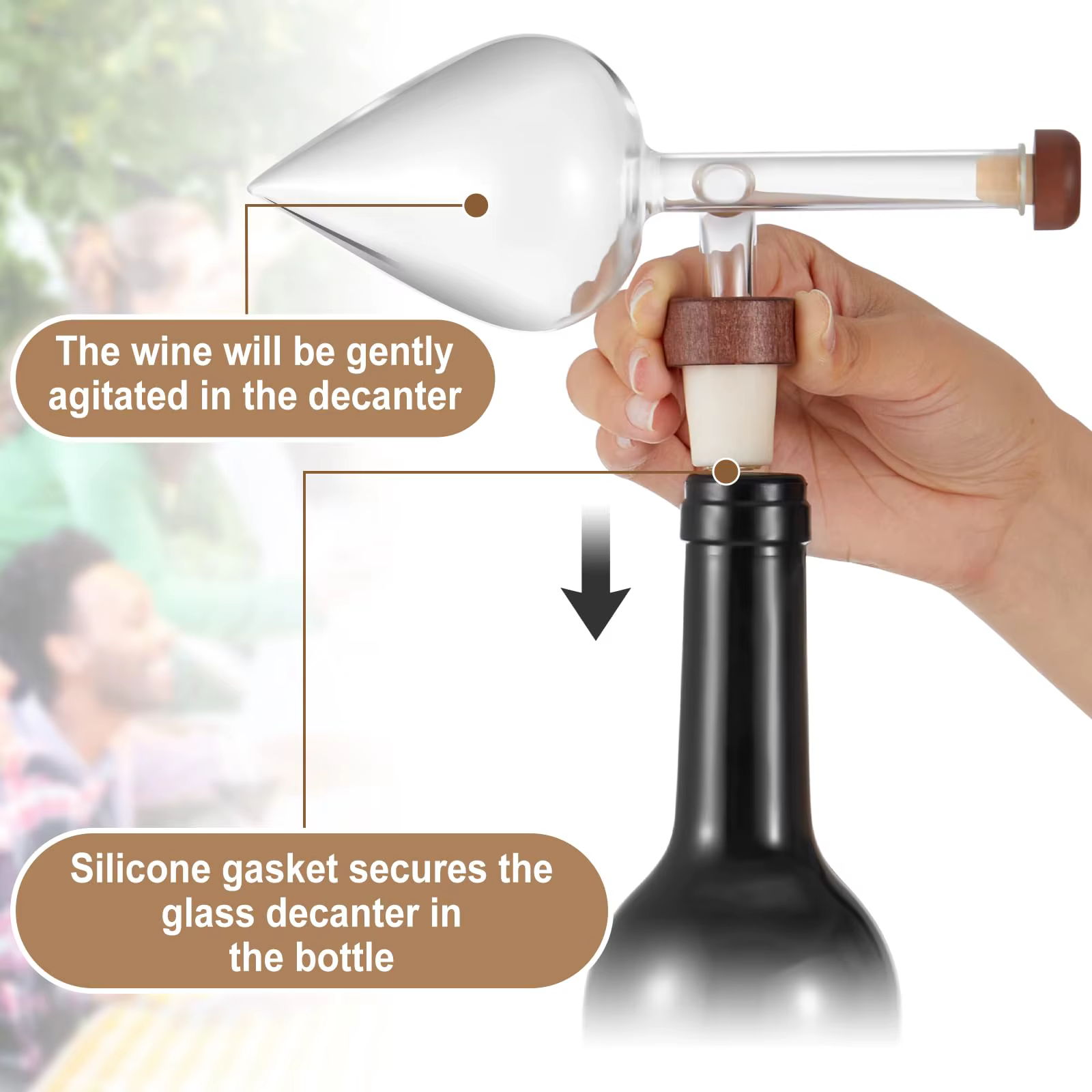Carafe à aérateur de vin, verseur d'aérateur rouge et blanc, rend vos vins, goûter un meilleur, un Design italien, un whisky et des esprits, Gif