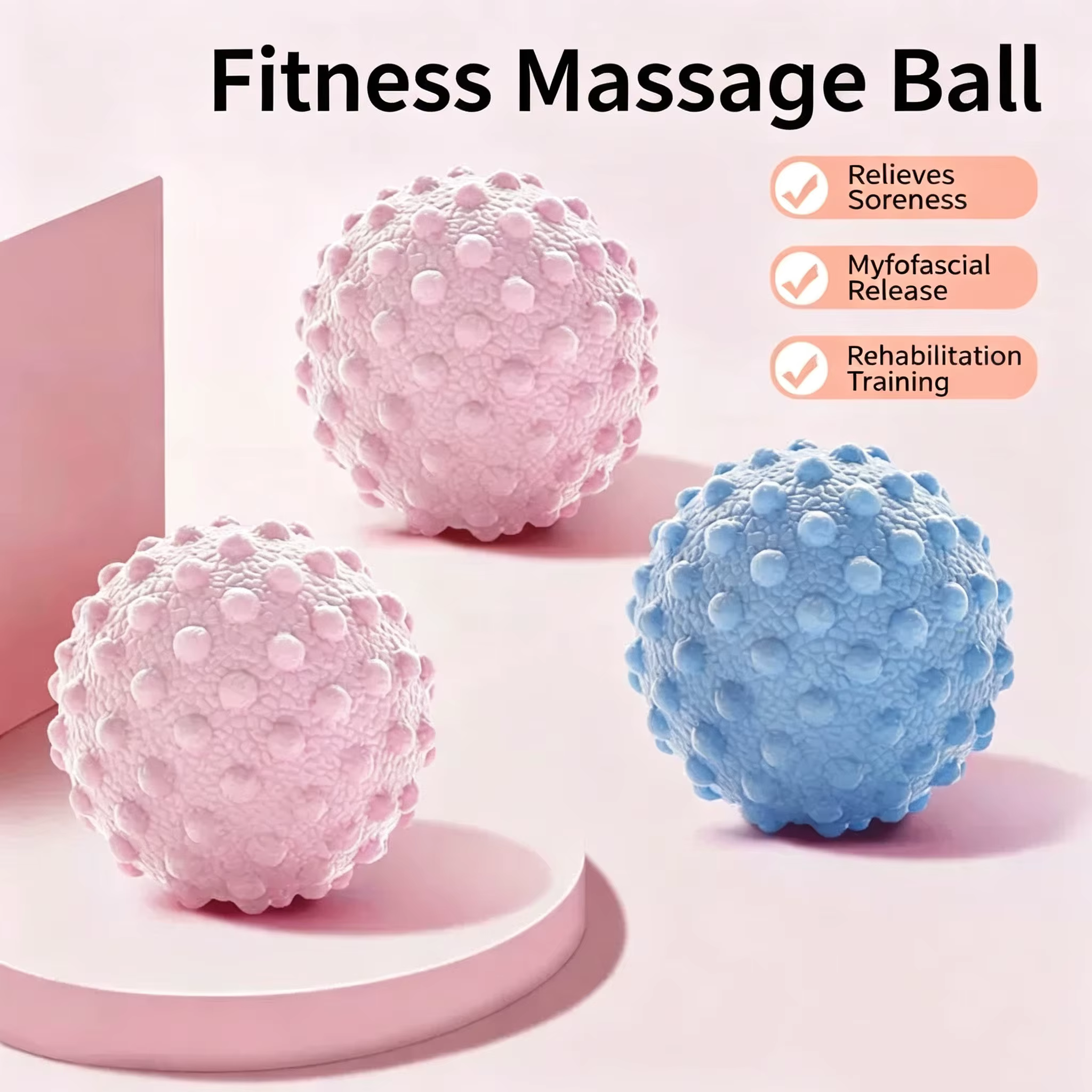 Balle de massage pour le pied, balle de yoga et de fitness pour la relaxation musculaire, balle de thérapie des points d'acupuncture pour les épaules, le cou, la taille et le dos
