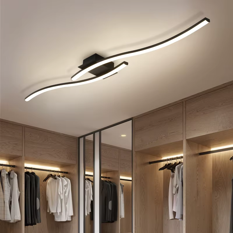 Plafonnier minimaliste moderne en aluminium noir plafonnier LED luminaire économie pour salon chambre maison intérieure