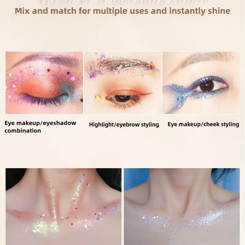 6 pièces/ensemble paillettes visage paillettes Gel maquillage