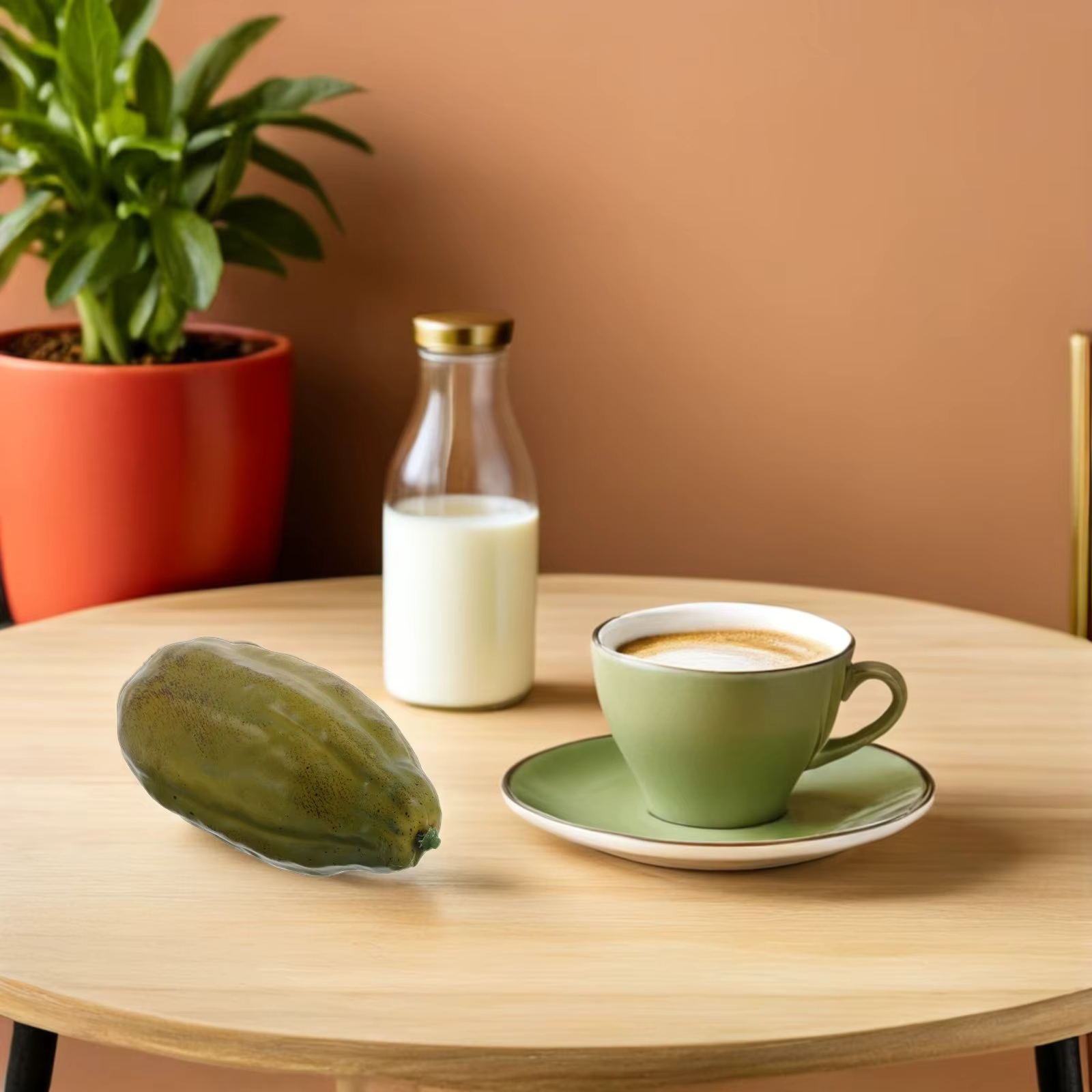 Faux fruit de cacao réaliste, fruit de café artificiel, accessoire de table, ornement de cacao simulé, vert, pour café, maison, fête, décoration