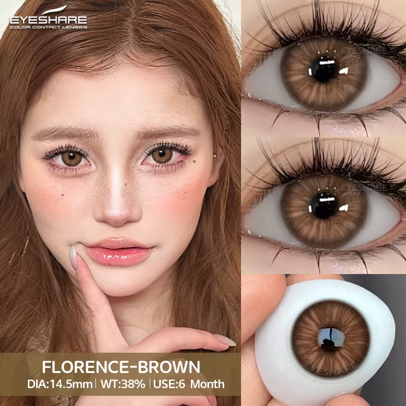 EYESHARE 1 paire série FLORENCE lentilles de contact colorées à la mode pour les yeux doux annuel Contacts bruns
