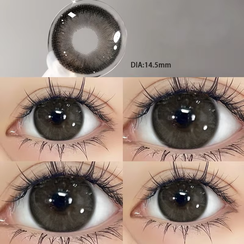 YIMEIXI 2 pièces lentilles de Contact de couleur noir de grand diamètre pour les yeux beauté élève lentille de maquillage annuel naturel avec dioptrie de myopie nouveau