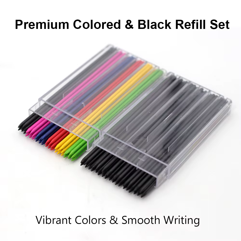 Ensemble de crayons mécaniques professionnels de 2.0mm avec 1 boîte de mines, crayon automatique pour croquis, peinture, fournitures de papeterie pour le bureau