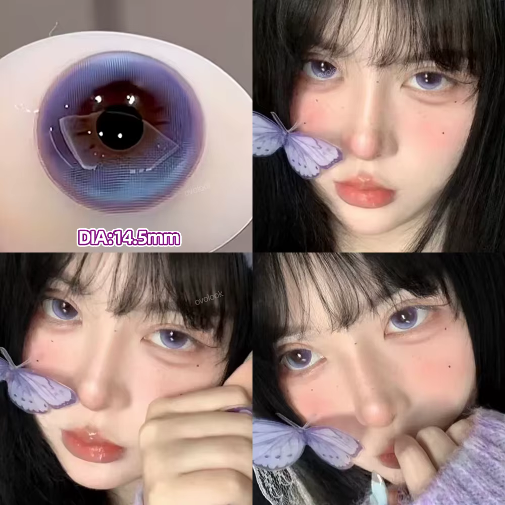 2pcs lentilles violettes beauté élèves myopie oeil Prescription