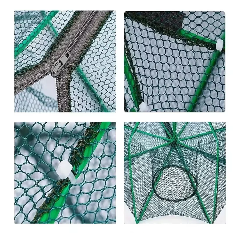 Filet de pêche pliable pour attrapeur de crevettes, piège à crabes, crevettes, écrevisses, anguilles et autres poissons
