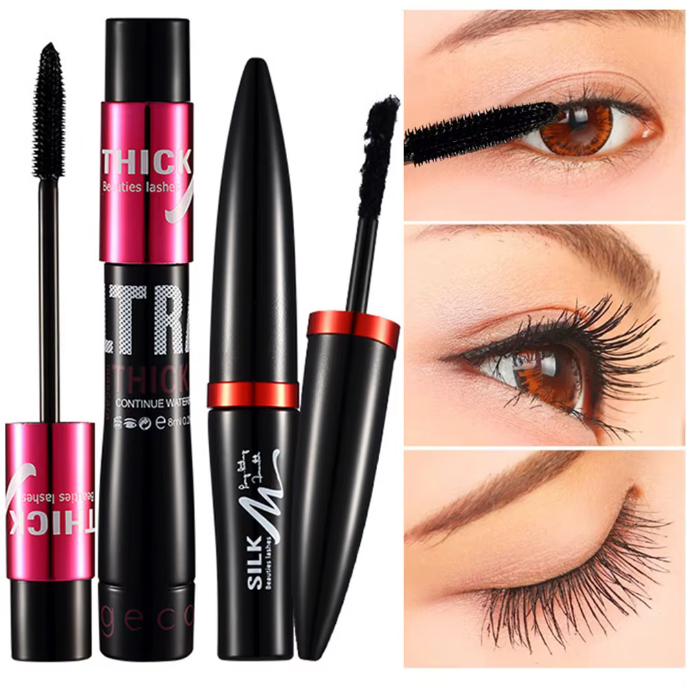 Ensemble de mascara en fibre avec double tubes