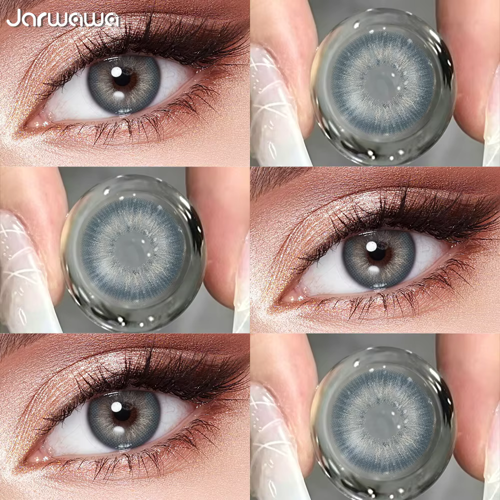 JARWAWA 1 Paire Lentilles de Contact Cosmétiques Colorées Effet Naturel Grandes Yeux Coréennes Mensuelles Bleu Gris