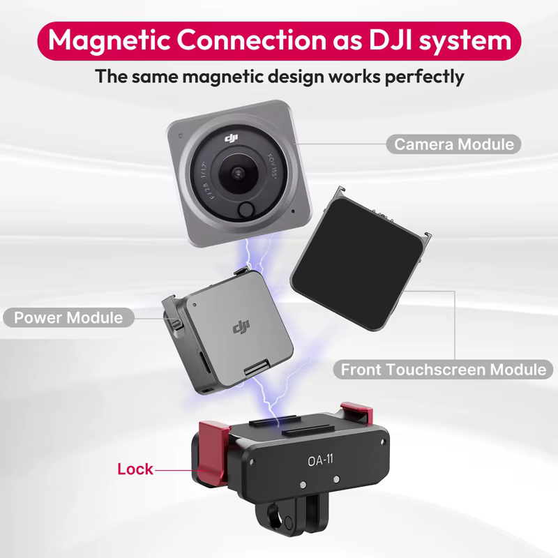 Ulanzi OA-11 Base pliante à double interface pour DJI Osmo Action 3 support pliable OA-13 Base d'alimentation magnétique pour DJI Action 2