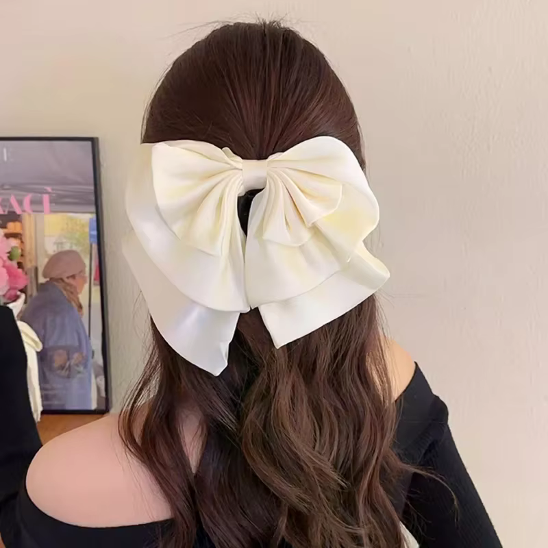 Pince à cheveux noire pour femmes, pince à queue de cheval avec nœud de tempérament français, accessoires pour cheveux