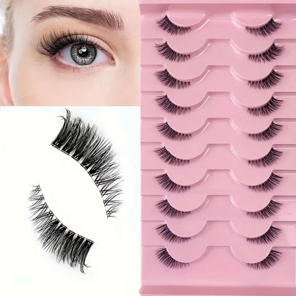 10 paires demi-cils aspect naturel vaporeux moelleux oeil de chat Look