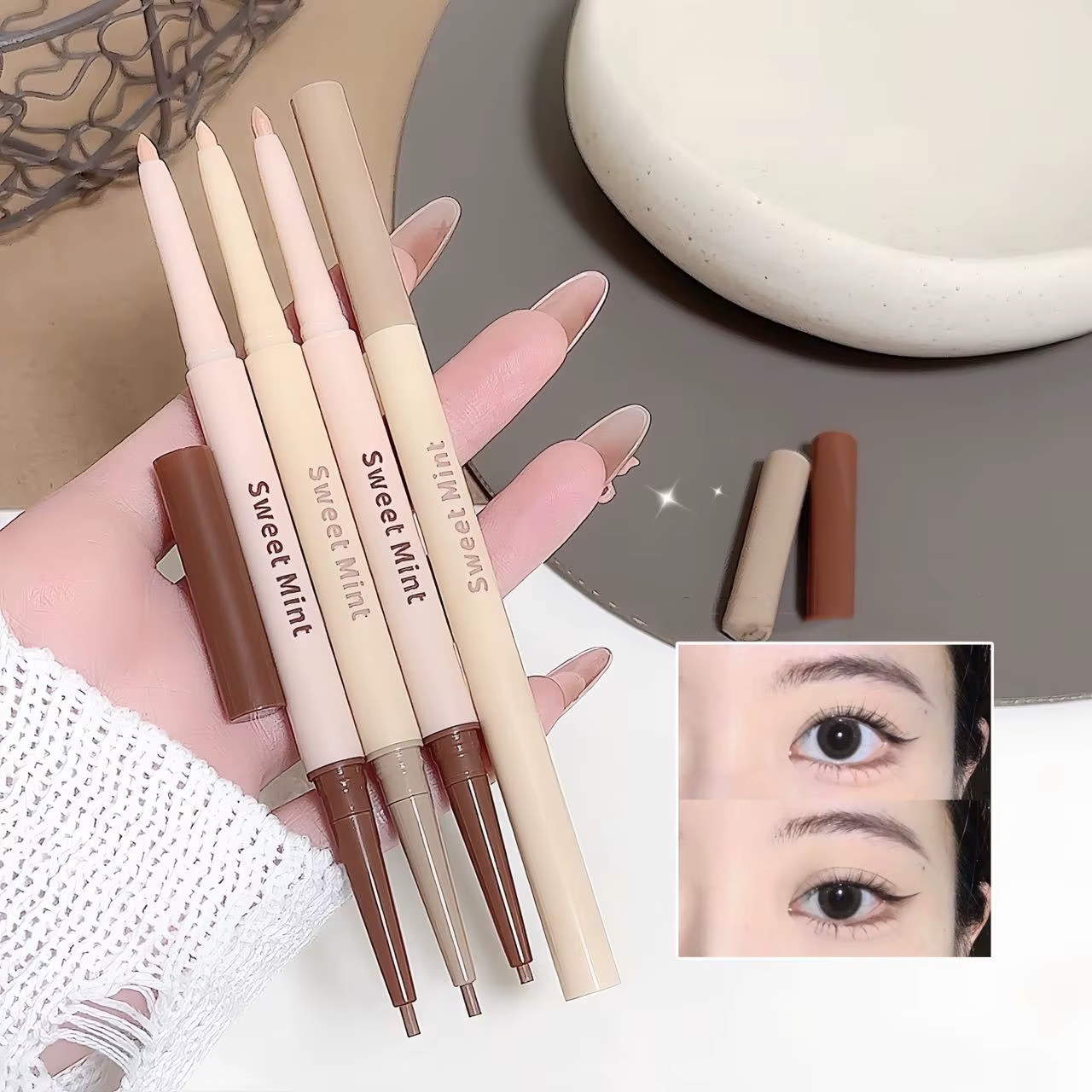 Crayon Eyeliner Double Pointe 2-en-1 : Illuminateur et Bronzer pour les Yeux