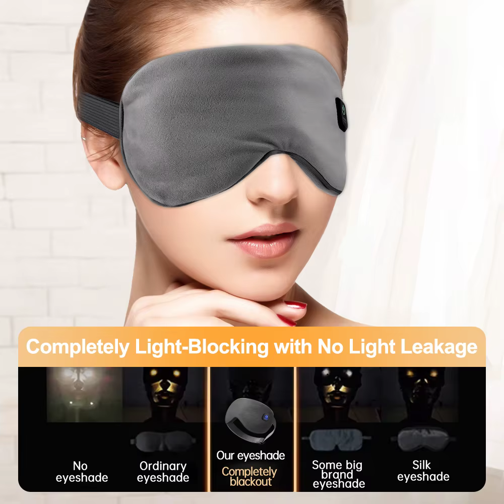 Masque oculaire chauffant sans fil avec massage par vibration électrique