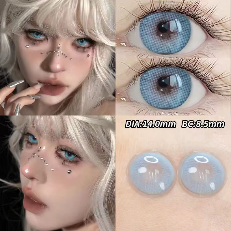 KSSEYE 2 pièces lentilles de Contact colorées myopie vert effet d'élèves naturelles lentille de haute qualité avec dioptrie cosmétique bleu scintillant oeil