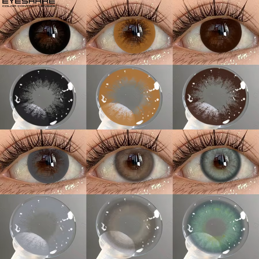 EYESHARE Lentilles de contact colorées tendance 1 paire noires pour grands yeux