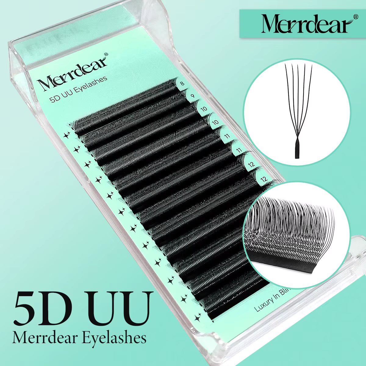 Merrdear C/D U-Shaped 2D/3D/4D/5D/6D Mix 8-15MM Faux Cils Professionnels Faits Main Volume Naturel Fournitures