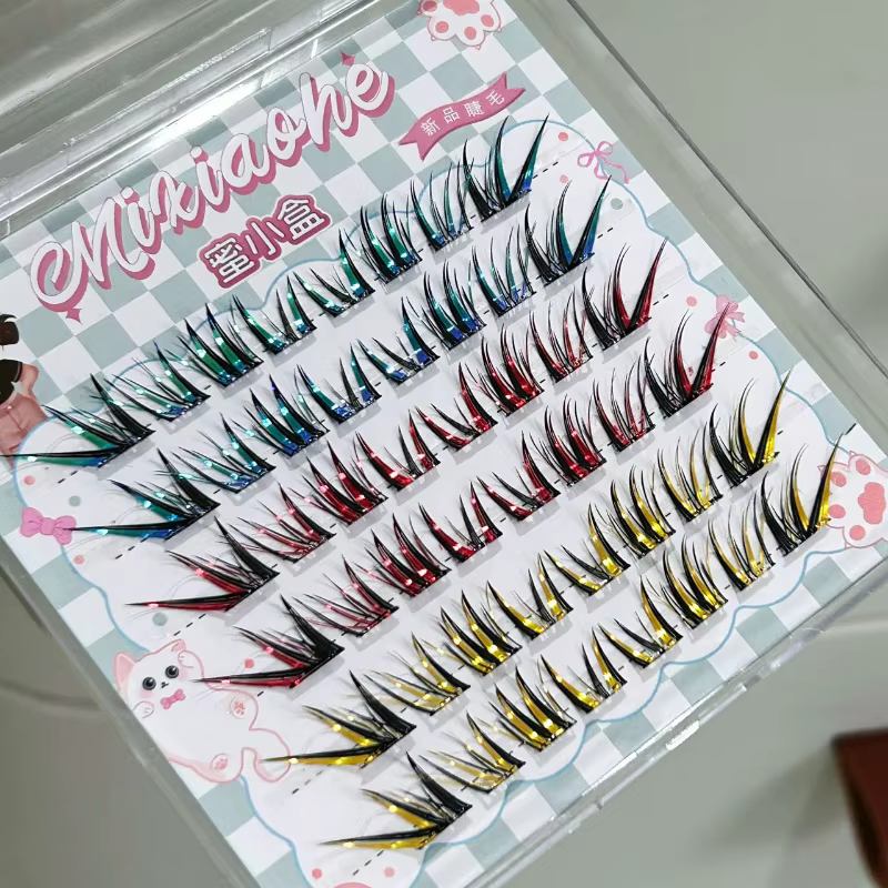 Cils Manga Colorés Inclinés Mixiaohe avec Queue Relevée et Allongée