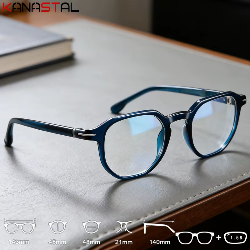 Lunettes de lecture anti-lumière bleue avec verres optiques CR39, montures en acétate pour hommes et femmes, lunettes de vue pour myopie, lunettes d'ordinateur