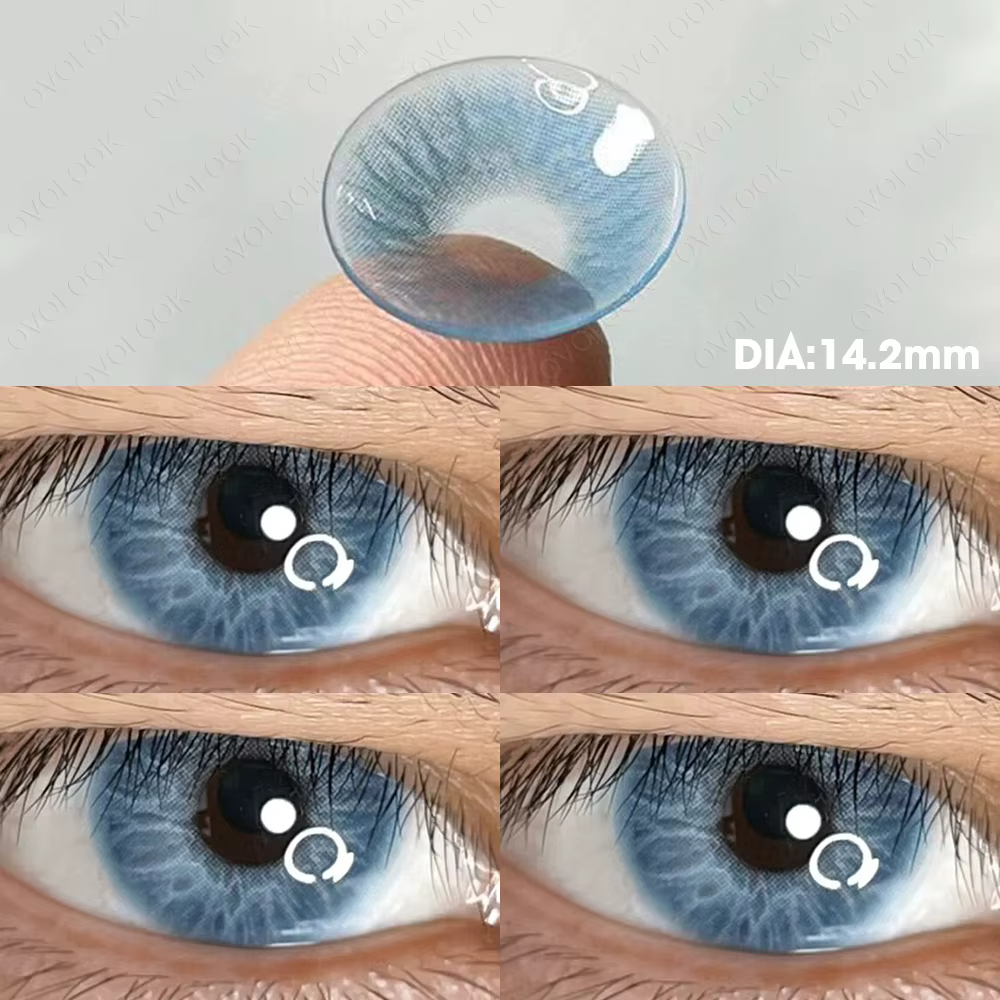  OVOLOOK-2pcs/par beauté bleu vert lentilles de couleur des yeux myopie