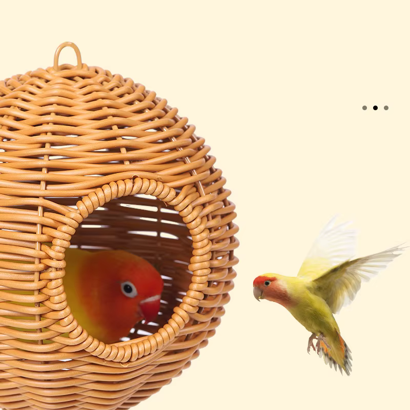 Nid d'oiseau fausse herbe tissée à la main Cage à oiseaux maison perroquet canaire tourtereau perruche calopsitte faux herbe tissée à la main à couver cabane d'oiseau
