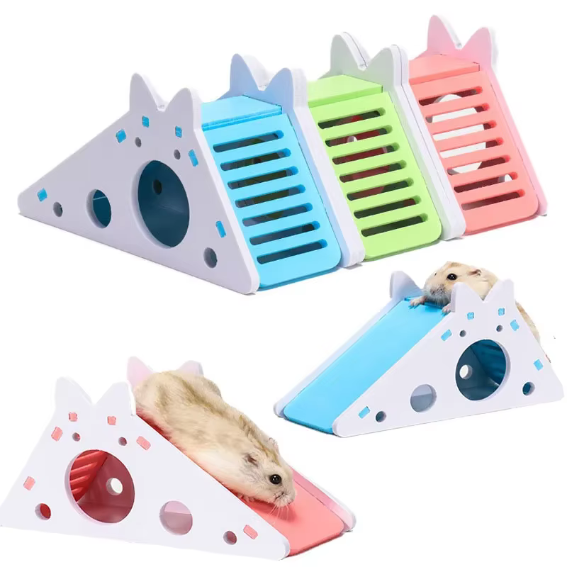 Jouet coulissant pour Hamster assemblé, cochon d'inde, ours doré, maison de Hamster colorée en bois, petits animaux, Cage, jouets, accessoires pour Hamster