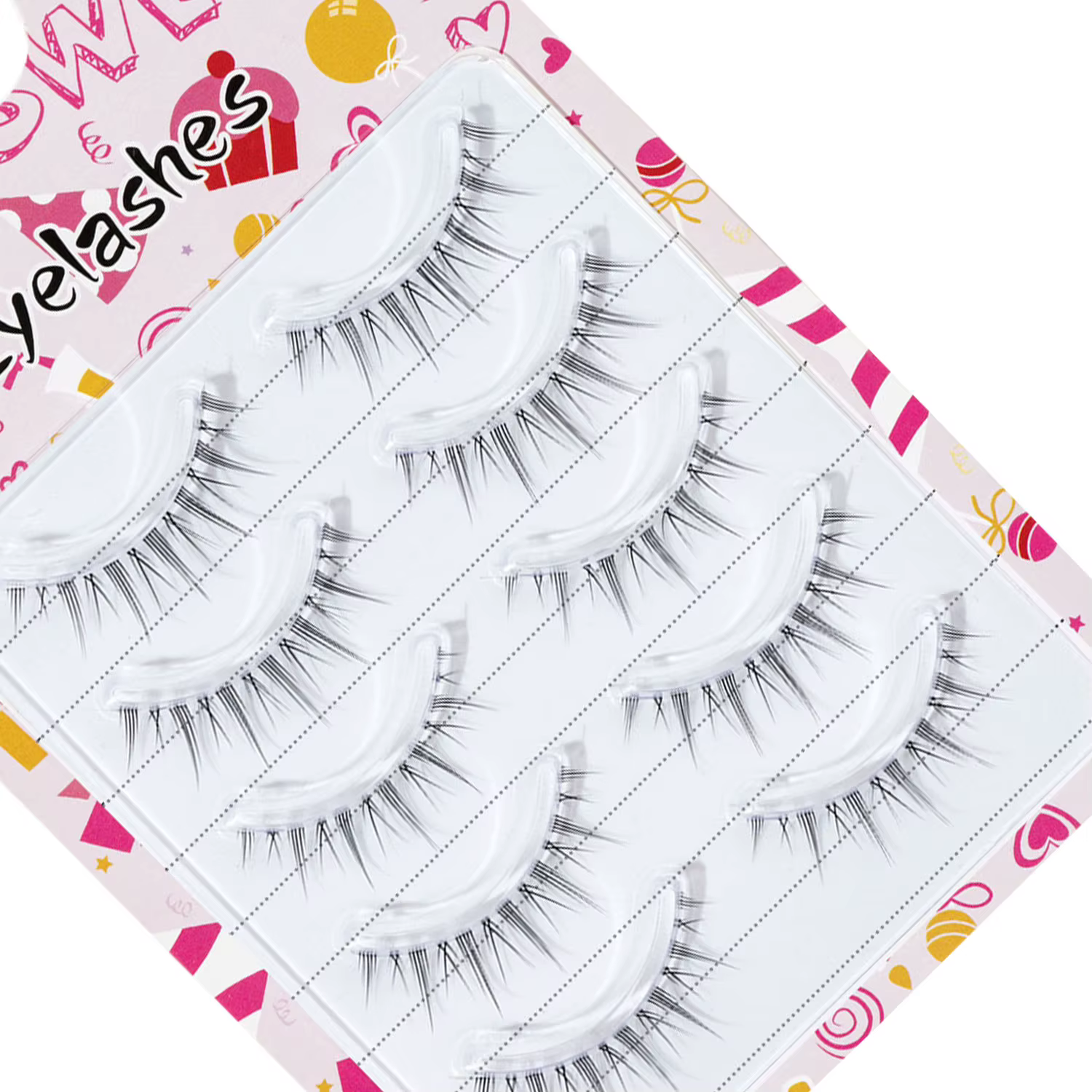 Yeux de bande dessinée 5 paires d'oeil élargi naturel mince petit démon Style Transparent Terrier faux cils