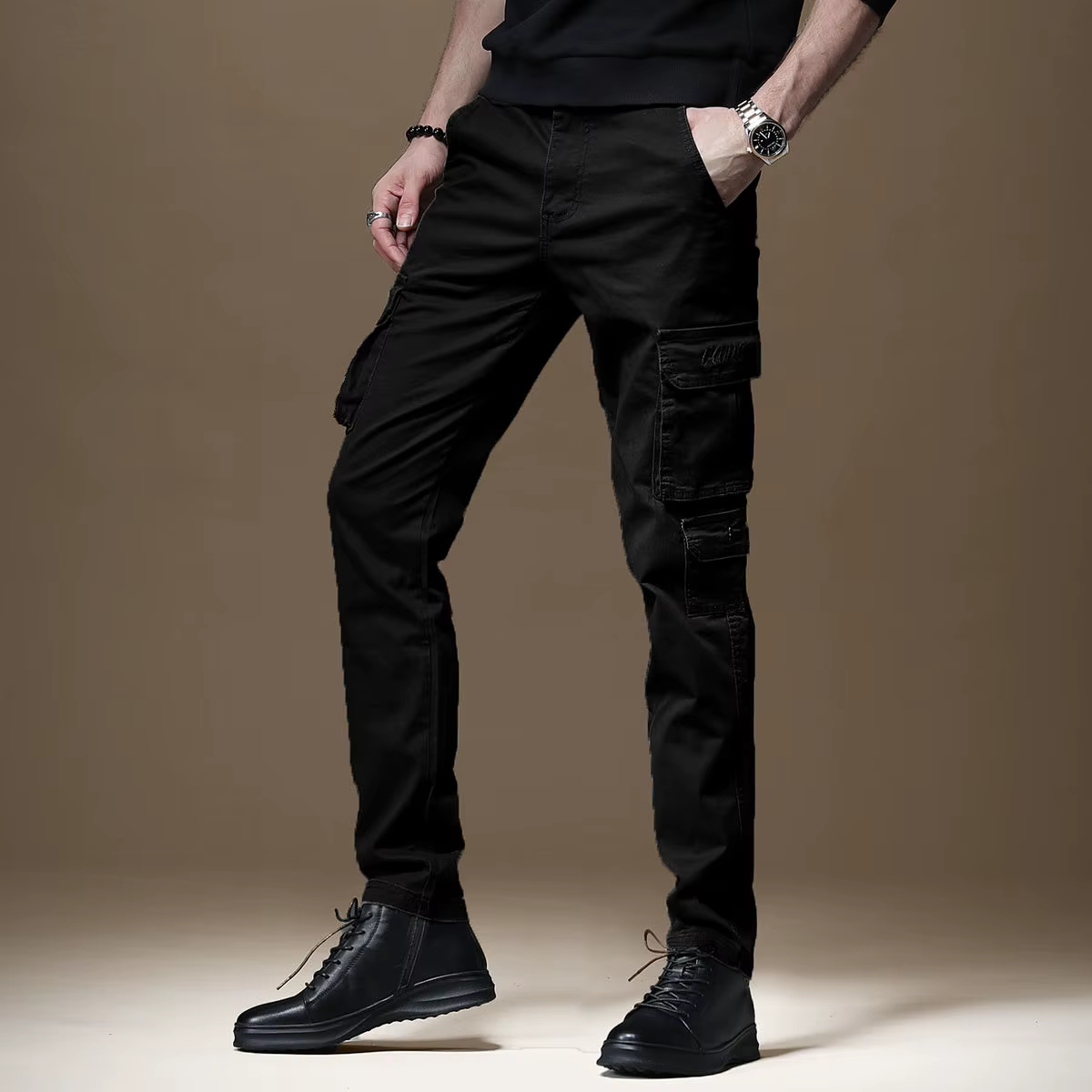 Pantalon cargo crayon pour homme, poche, mince, maigre, multipoches, luxe, nylon décontracté, rue, adt, fjMulti, Harajuku