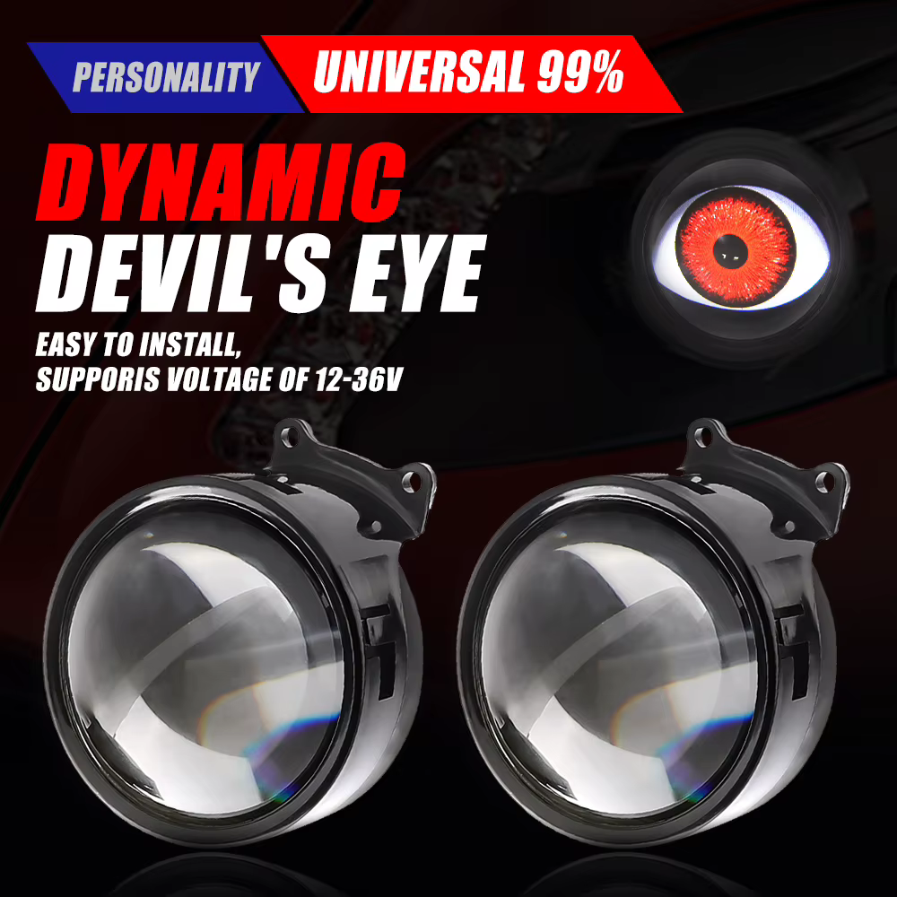 Yeux de démon dynamiques pour projecteurs de phares, lentilles de 3 pouces, yeux de démon pour feux antibrouillard, 33 motifs DRL pour accessoires de moto, SUV et voiture