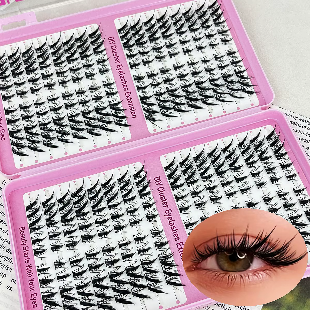 32 rangées de faux cils individuels en forme de C