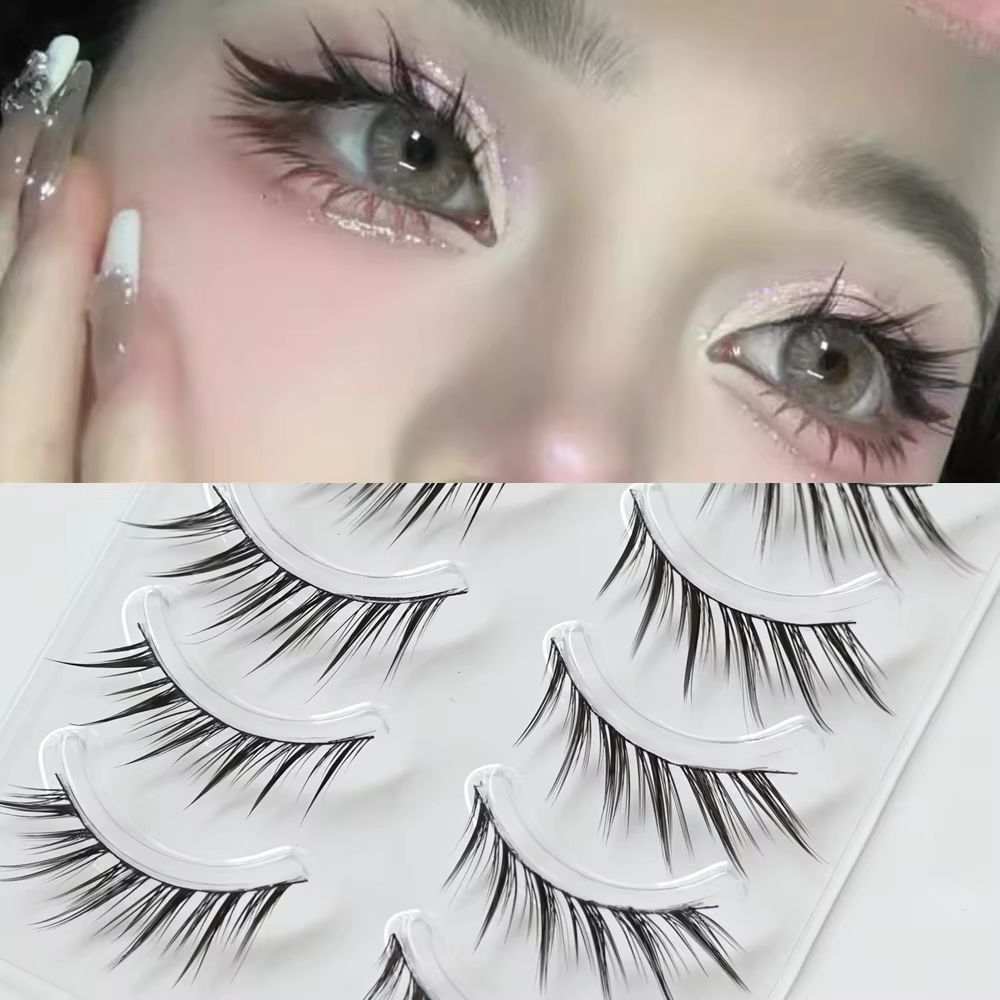 5 paires de faux cils effet œil de chat/renard 11-13mm 3D vaporeux d'apparence naturelle
