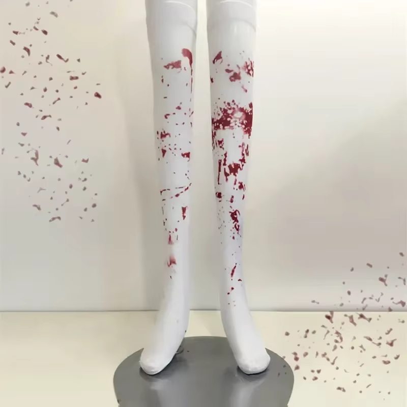 Bas tachés de sang blanc effrayant, chaussettes fantaisie d'halloween, cadeaux de fête Cosplay pour enfants et adultes
