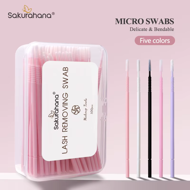 SAKURAHANA 100 pièces microbrosse jetable poignée en spirale Mascara baguettes applicateur cils brosses Extension