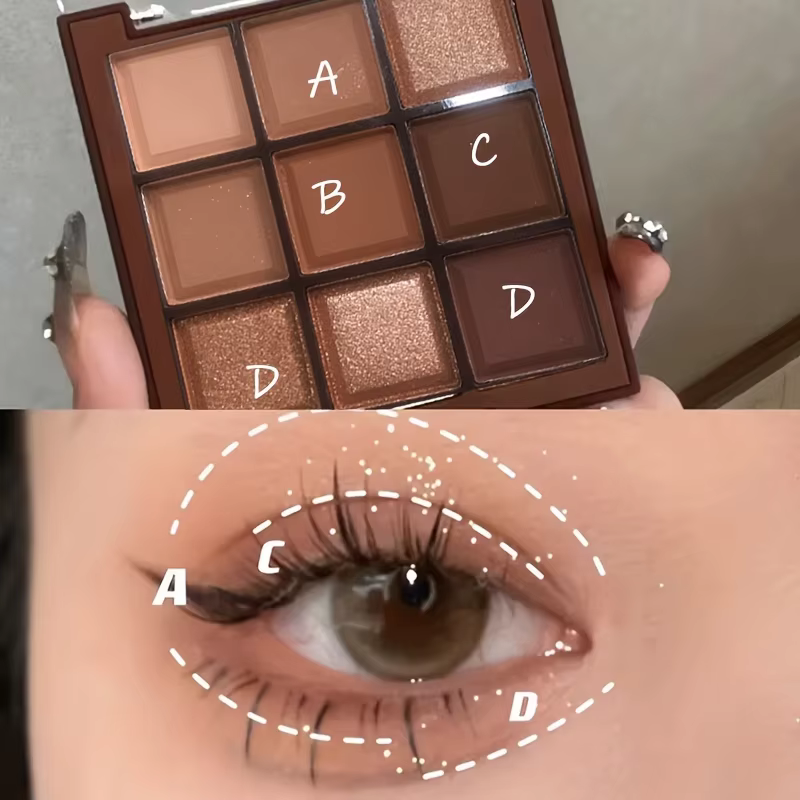 2024 moka chocolat 9 couleurs fard à paupières Palette mat nacré paillettes finition maquillage