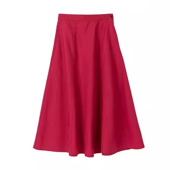 Jupe longue en coton et lin pour femme, style décontracté et polyvalent, nouvelle collection été, avec poches, coupe confortable, jupe midi