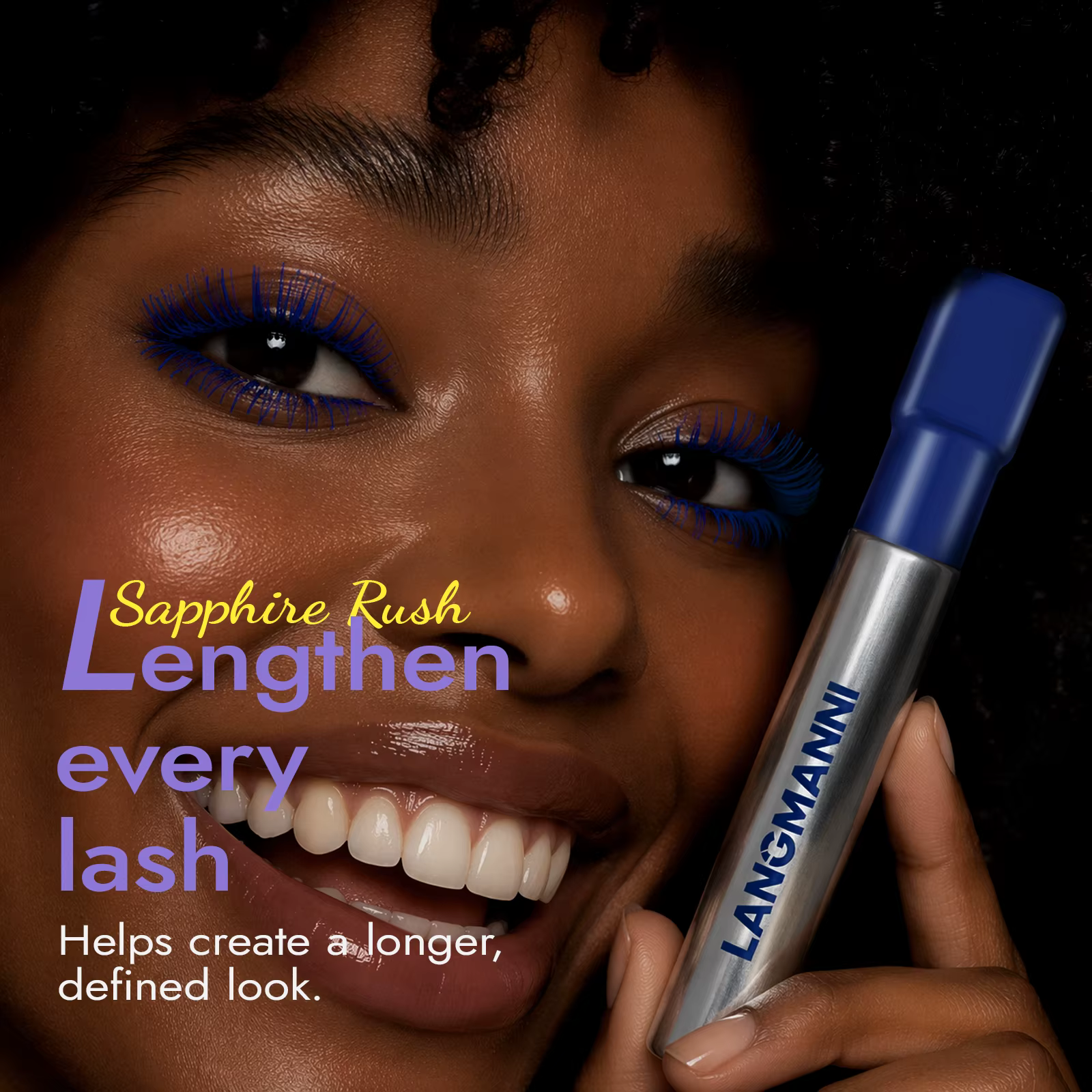 Mascara bleu mat en fibres de soie