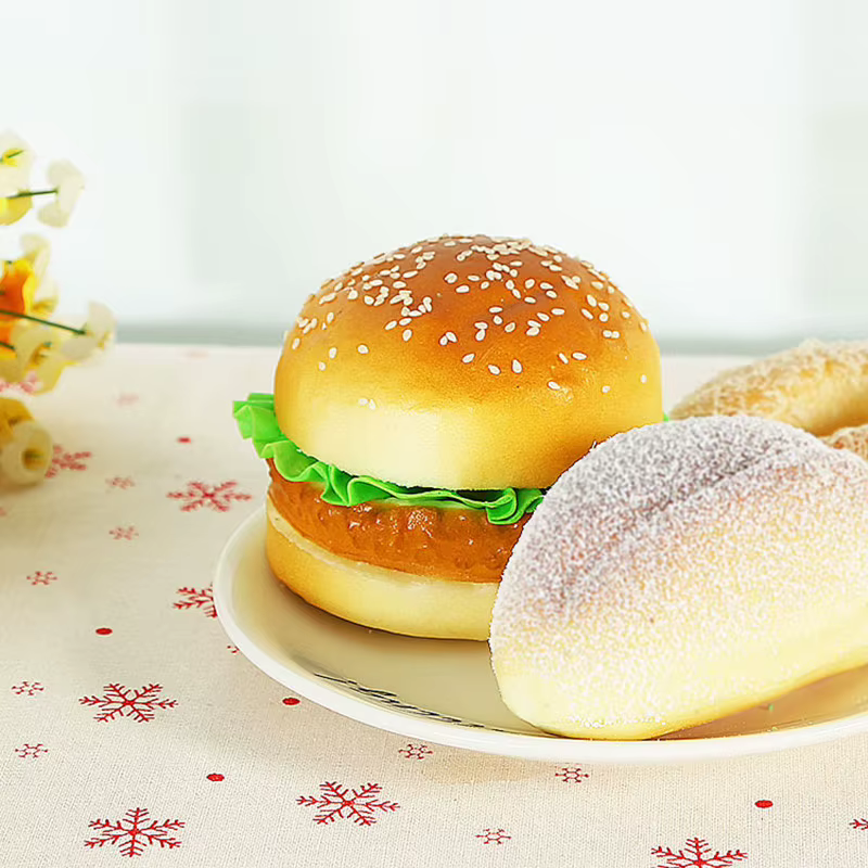 Hamburger artificiel faux pain, modèle alimentaire, présentoir de fenêtre de magasin de gâteaux, accessoires de photographie de cuisine, décor de Table